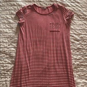 Red and White Striped T-Shirt Dress